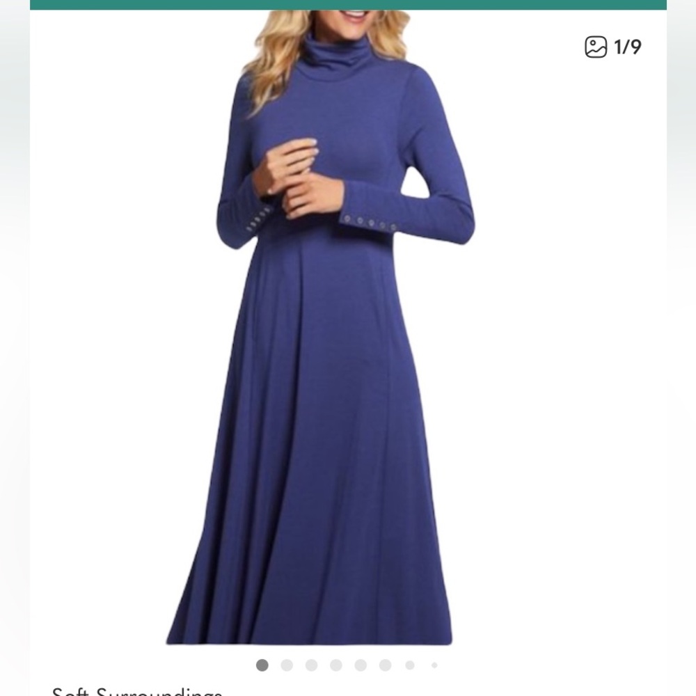 Soft Surroundings Jackie Jersey Knit Turtleneck Maxi Dress Size S